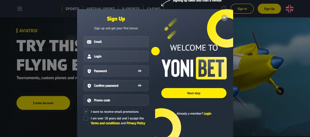 Yonibet Casino sign up
